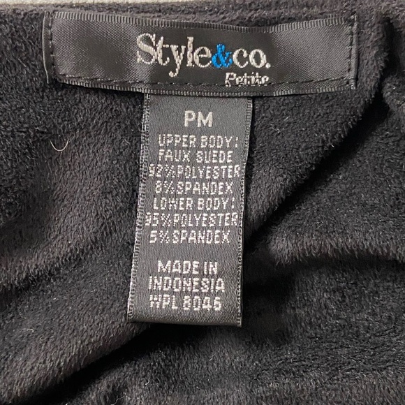 Style & Co Black Faux Suede Peplum Jacket Long Sleeve Size Medium Petite - Picture 7 of 11